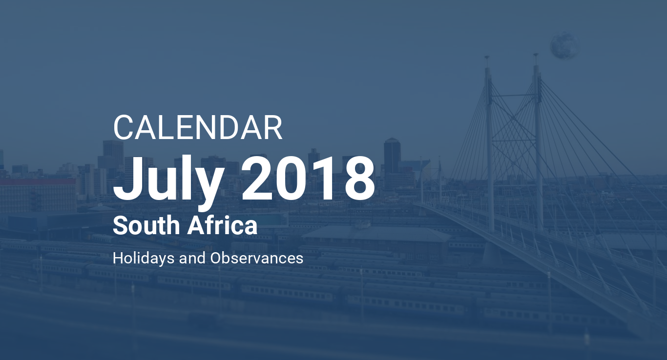 Holidays September 2018 Calendar South Africa Printable